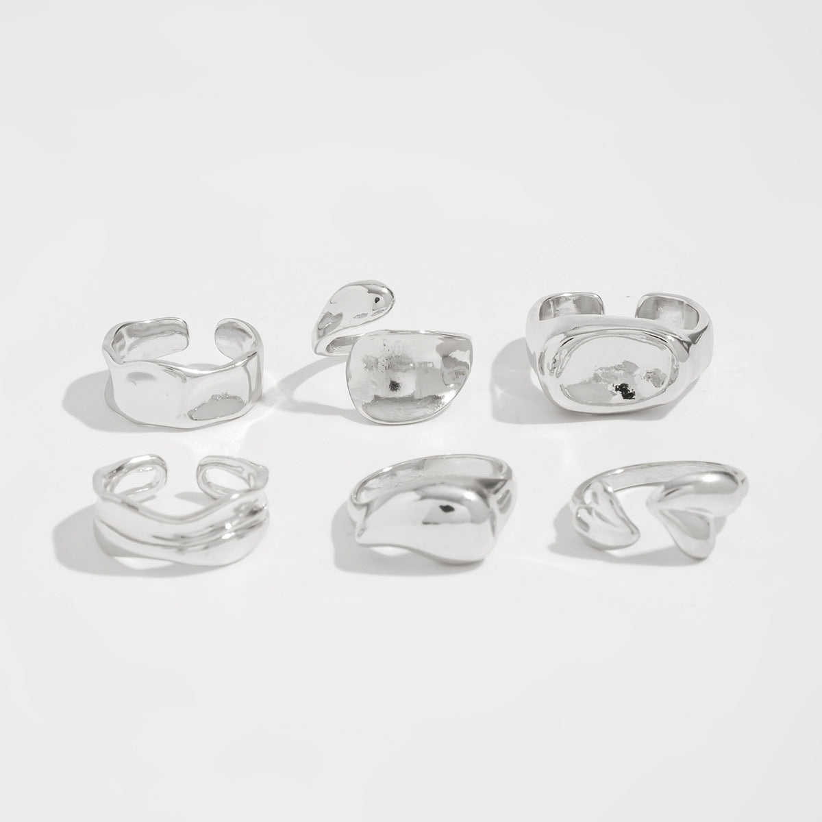 Sutton Sculptural Stacking Rings - Silver [MKO638GF]