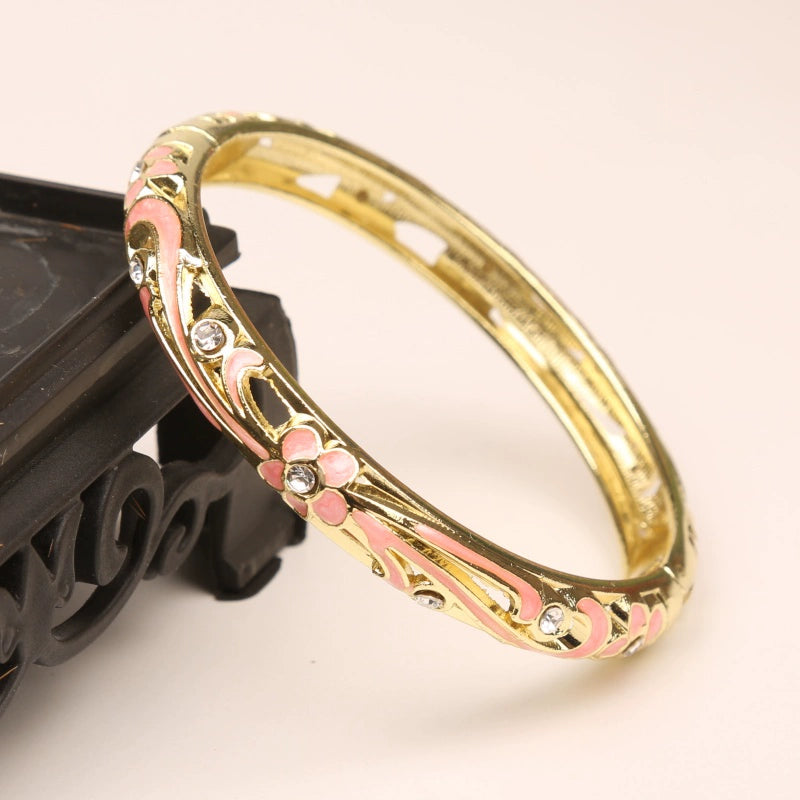 Raniyah Cloisonné Floral Bracelet - Pink [CIM4DZEU]