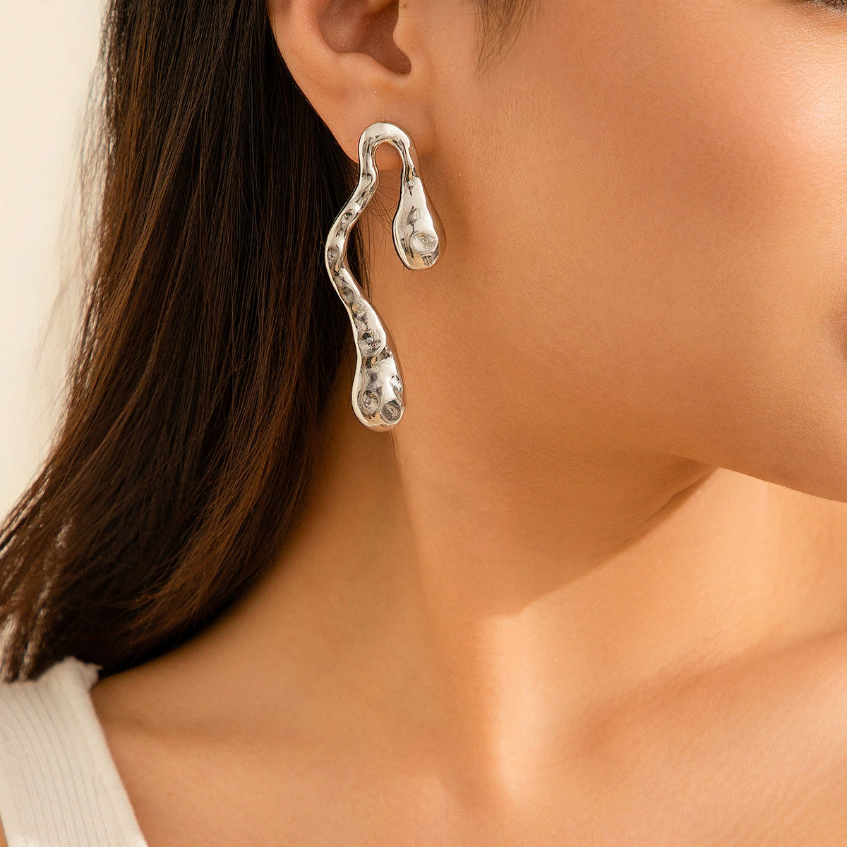 Laiklyn Molten Drop Earrings - Style 05 Silver Tone [QJ8L5AYP]