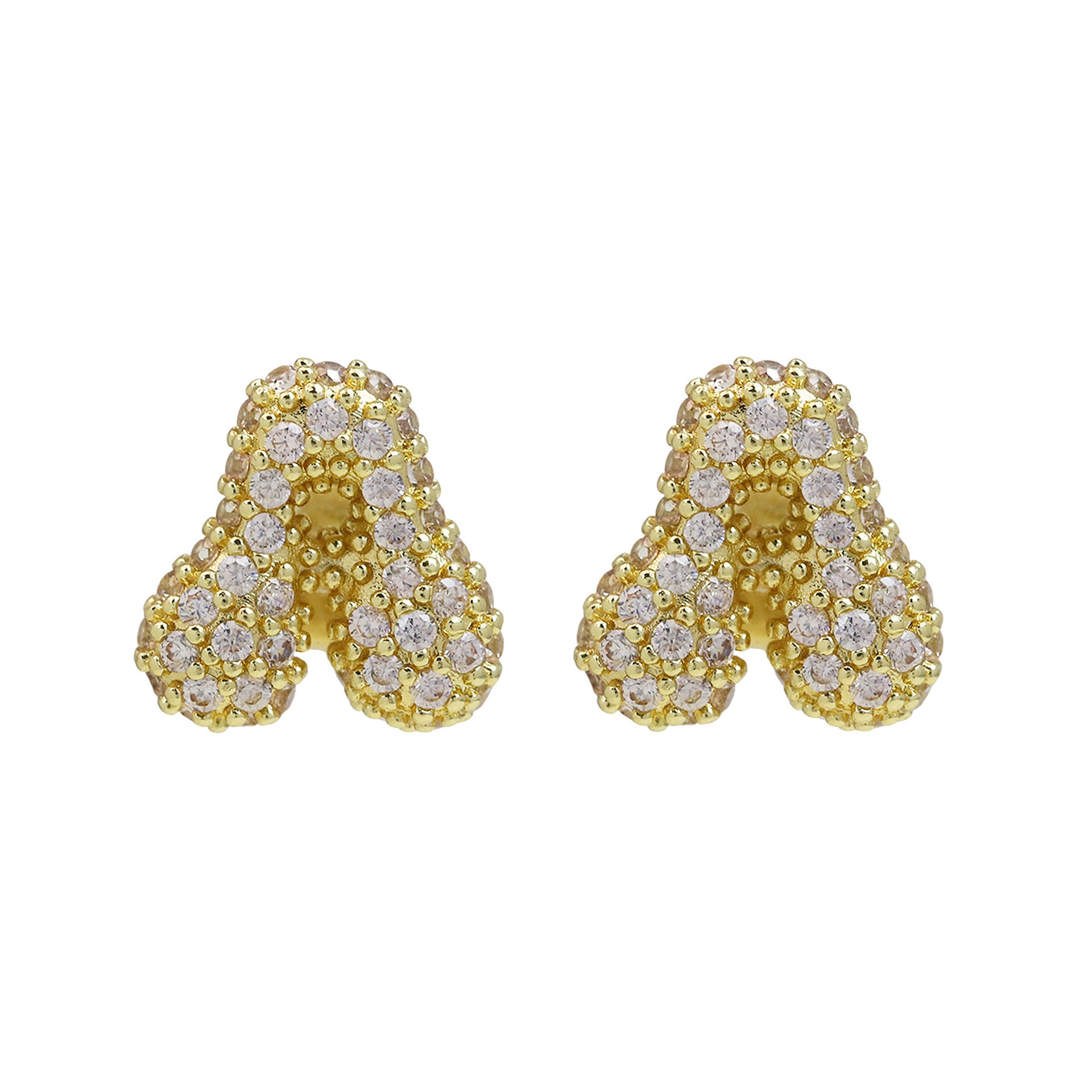 Lillyann Zircon Bubble Letter Earrings - A [CM2MUG80]