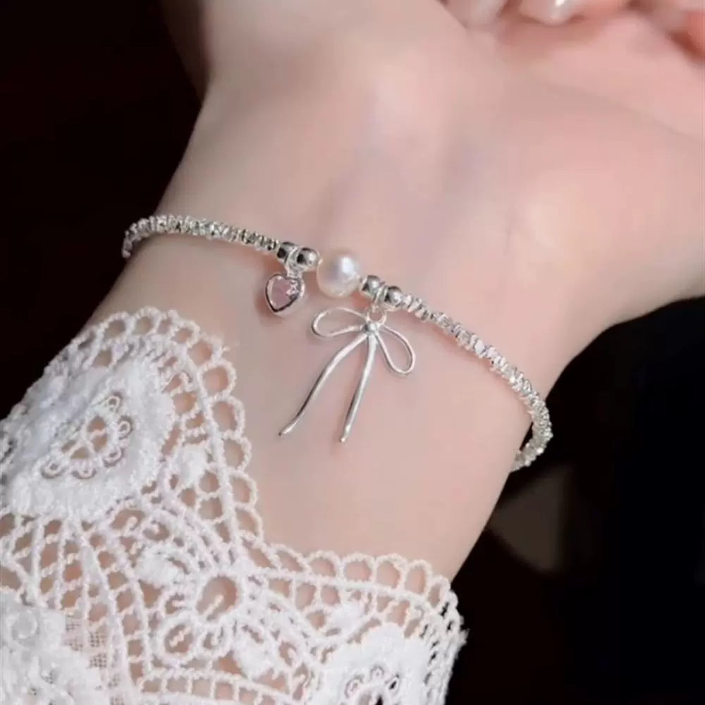 Bentlee Dainty Pink Heart Necklace - Bracelet