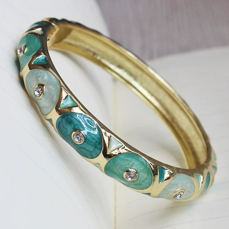 Whitney CloisonnŽ Floral Bangle - Lake Blue
