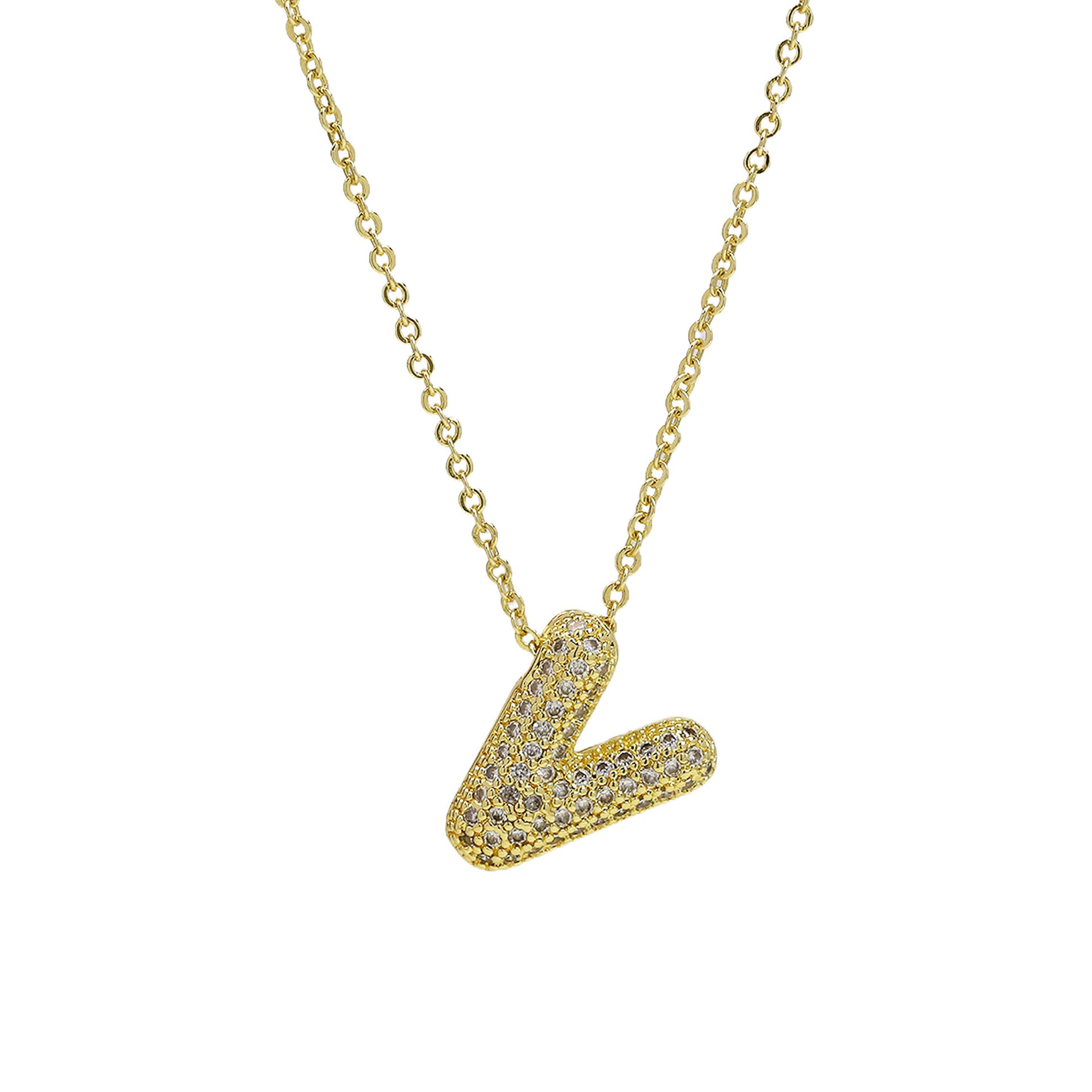 Zalia Gilded Bubble Letter Necklace - Necklace V [C3M2VP9Q]