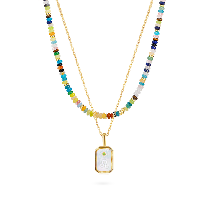 Gracy Rainbow Beaded Necklace - Rainbow Guardian + Leo Necklace