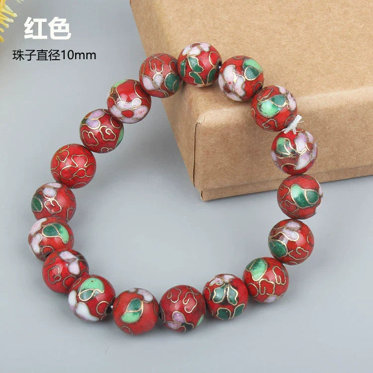 Charlie CloisonnŽ Beaded Bracelet - Red - 10mm Bead