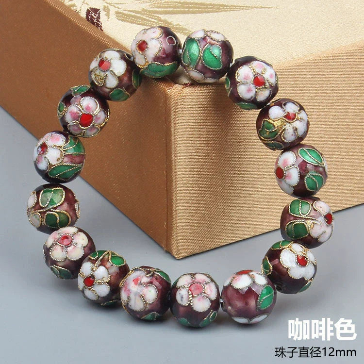 Azuri Enamel Filigree Bracelet - Coffee 1.2cm (16 beads)