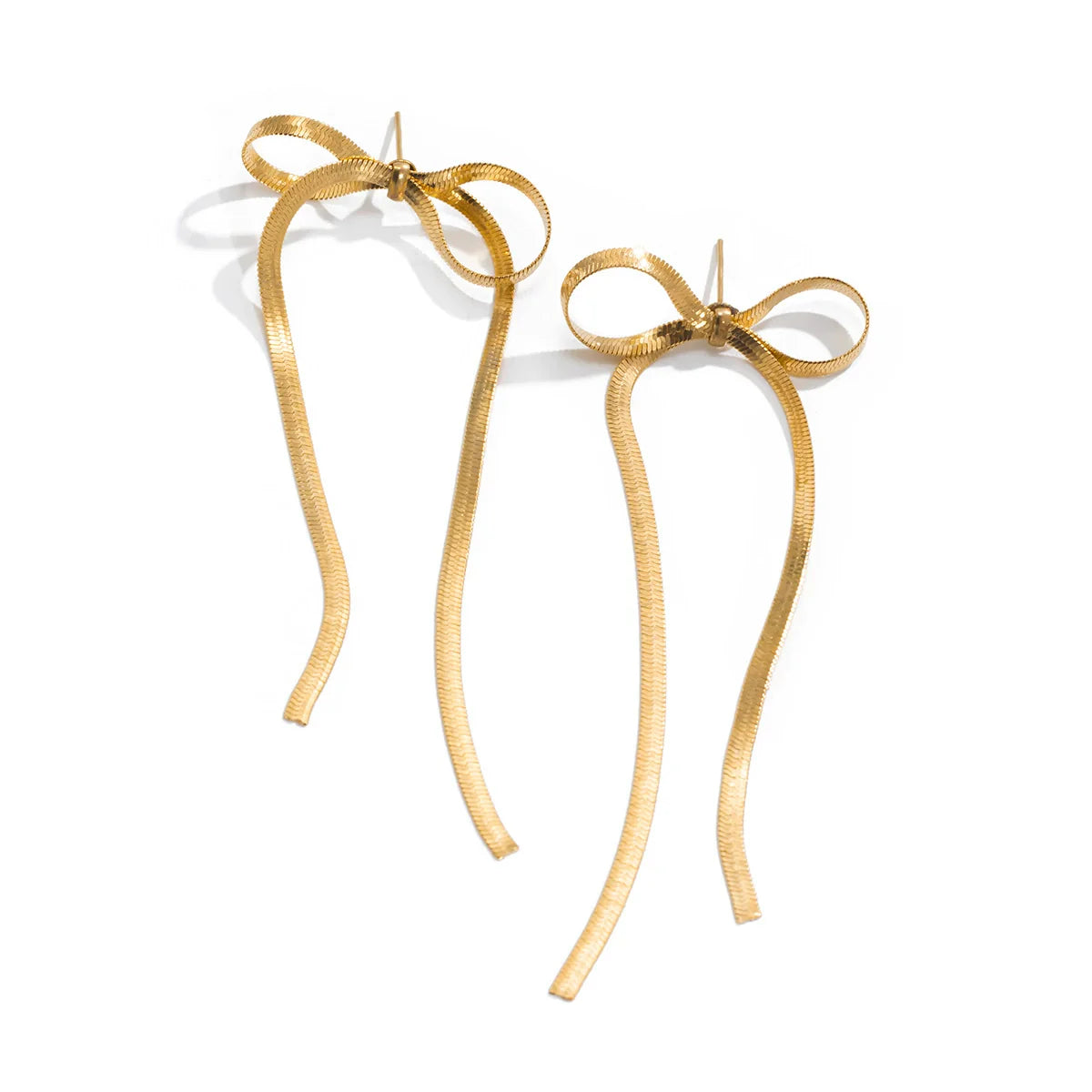 Callyn Bow Butterfly Earrings - Long Gold