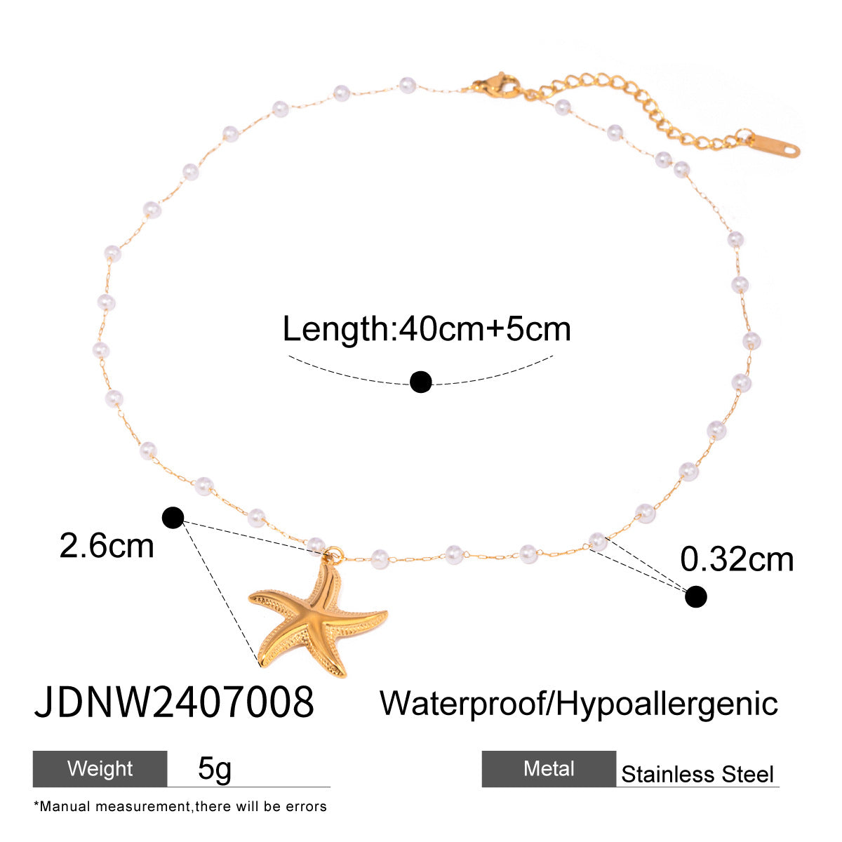 Aithana Pearl Starfish Necklace - Starfish Pearl Necklace [4BLQN03V]