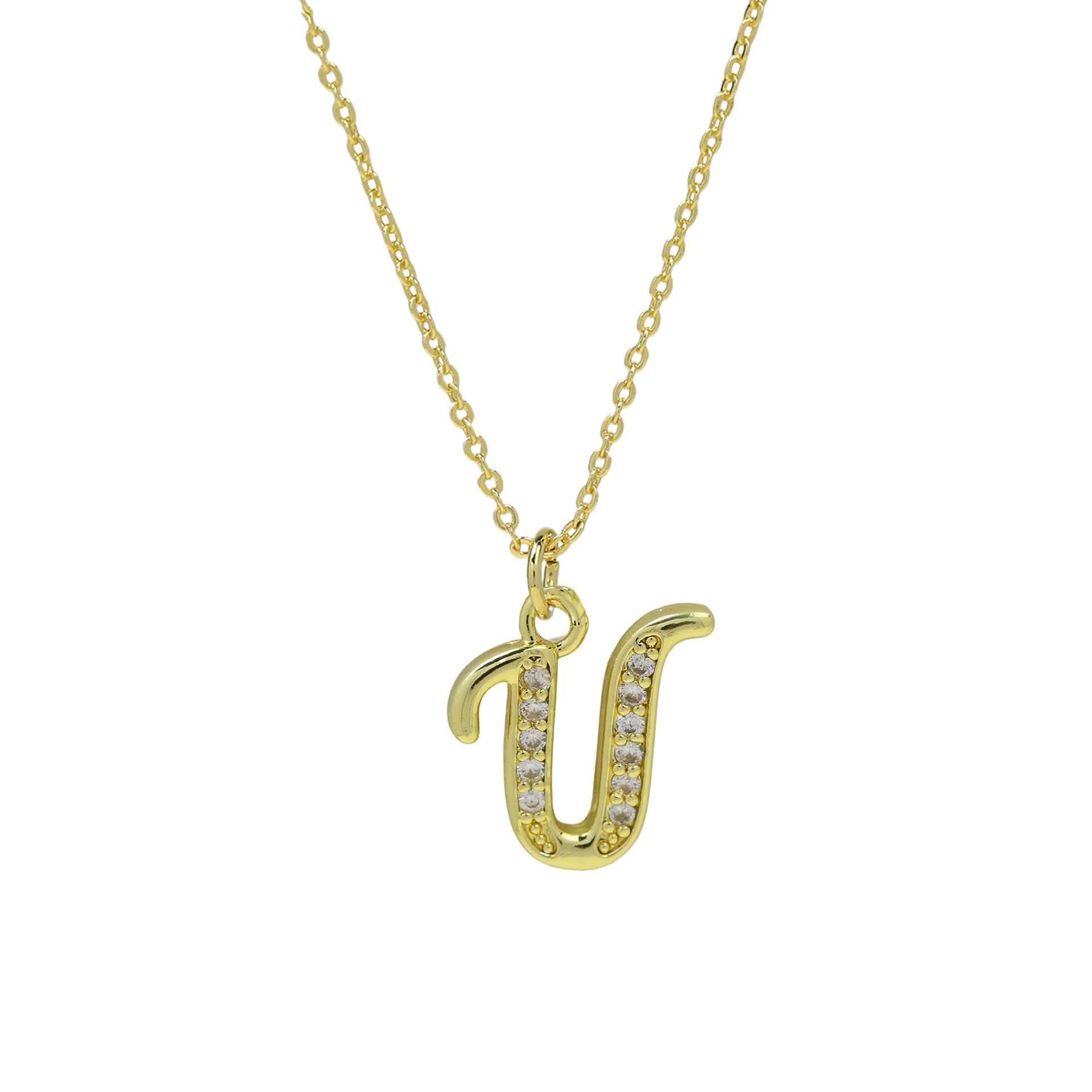 Winifred Delicate Alphabet Necklace - Letter U [3VBDKNVM]