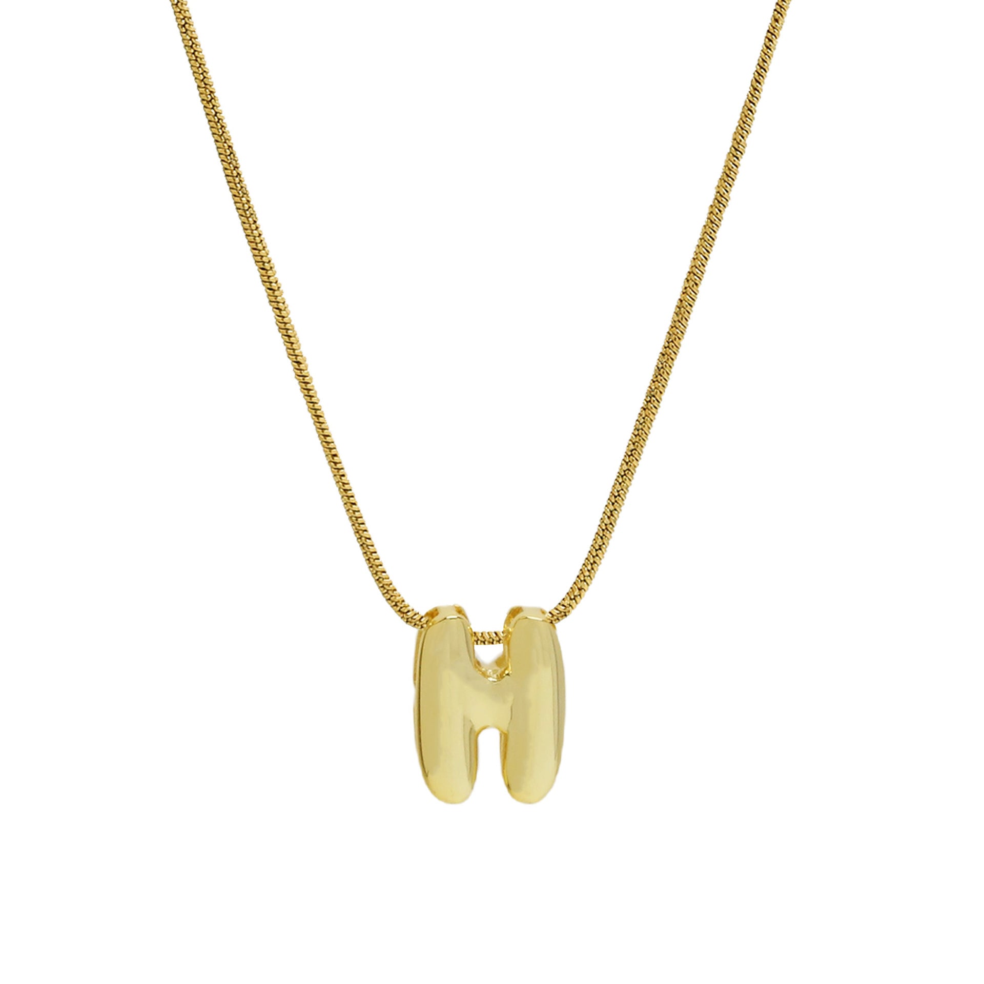 Hallie Initial Snake Chain Necklace - H Letter Necklace [AROWB9E5]