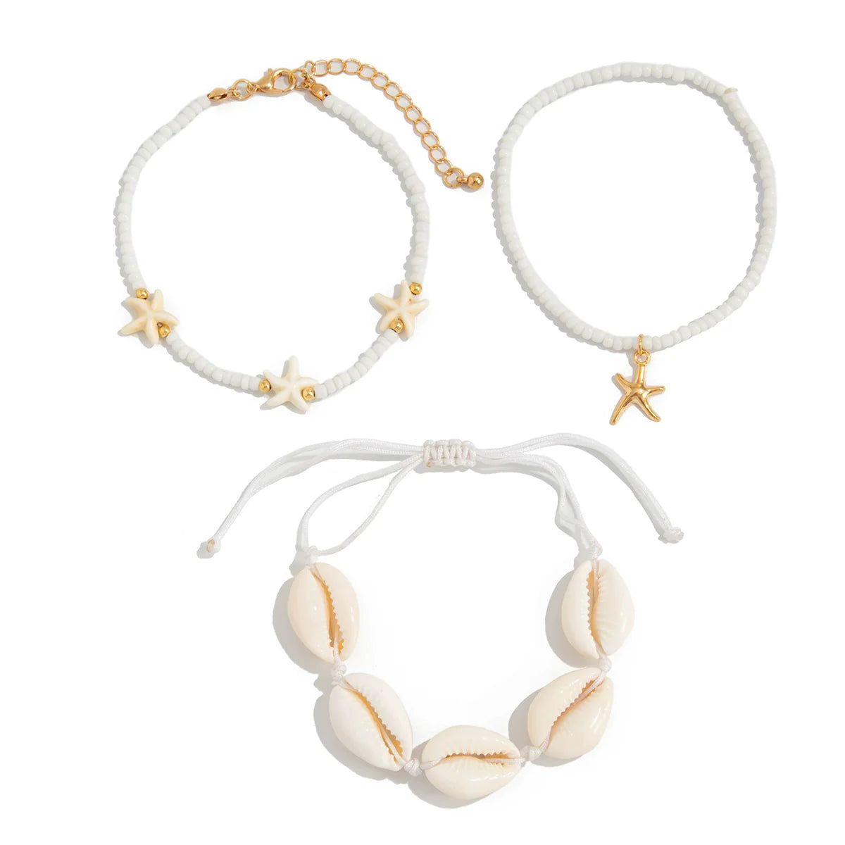 Persephone Starfish Shell Anklet Set - 3-Piece Set
