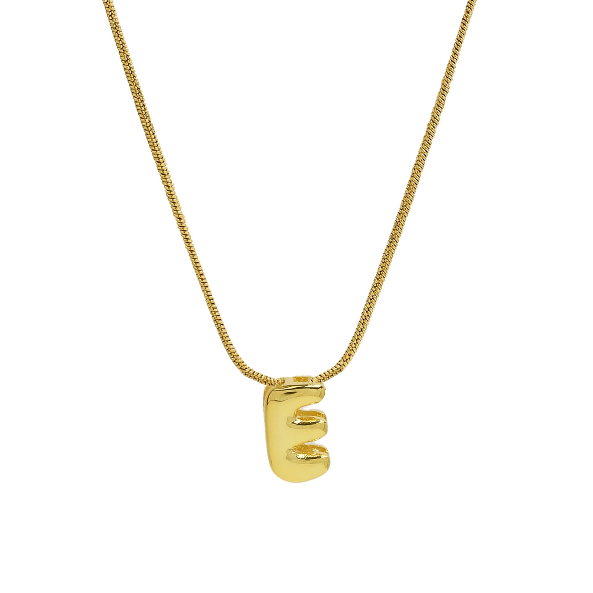 Hallie Initial Snake Chain Necklace - E Letter Necklace [NKO2G3SE]