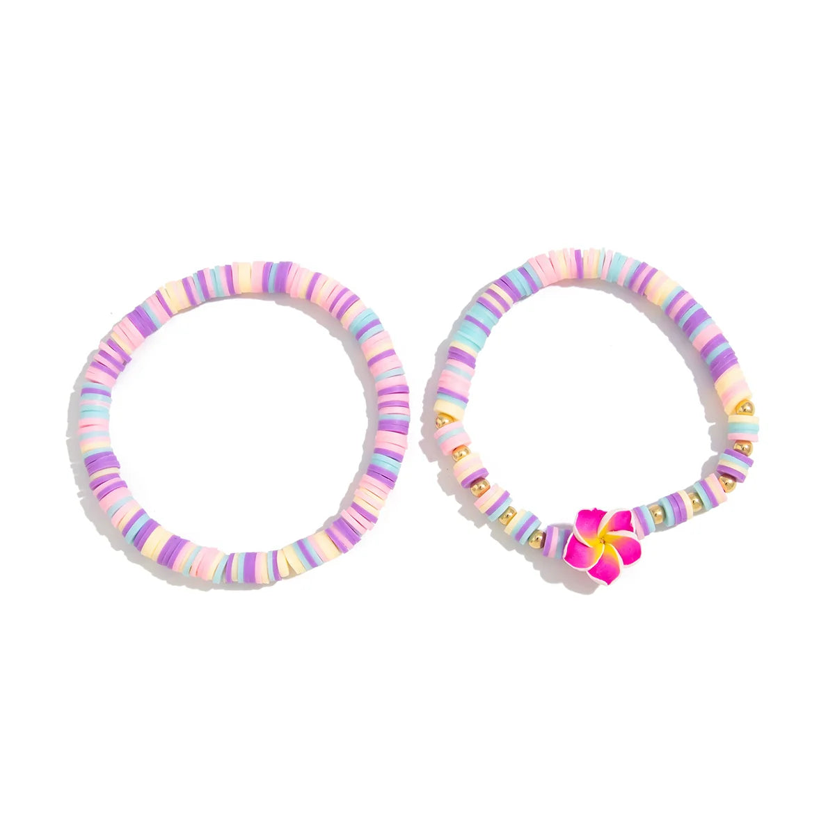 Oumou Plumeria Bead Bracelet Set - Purple