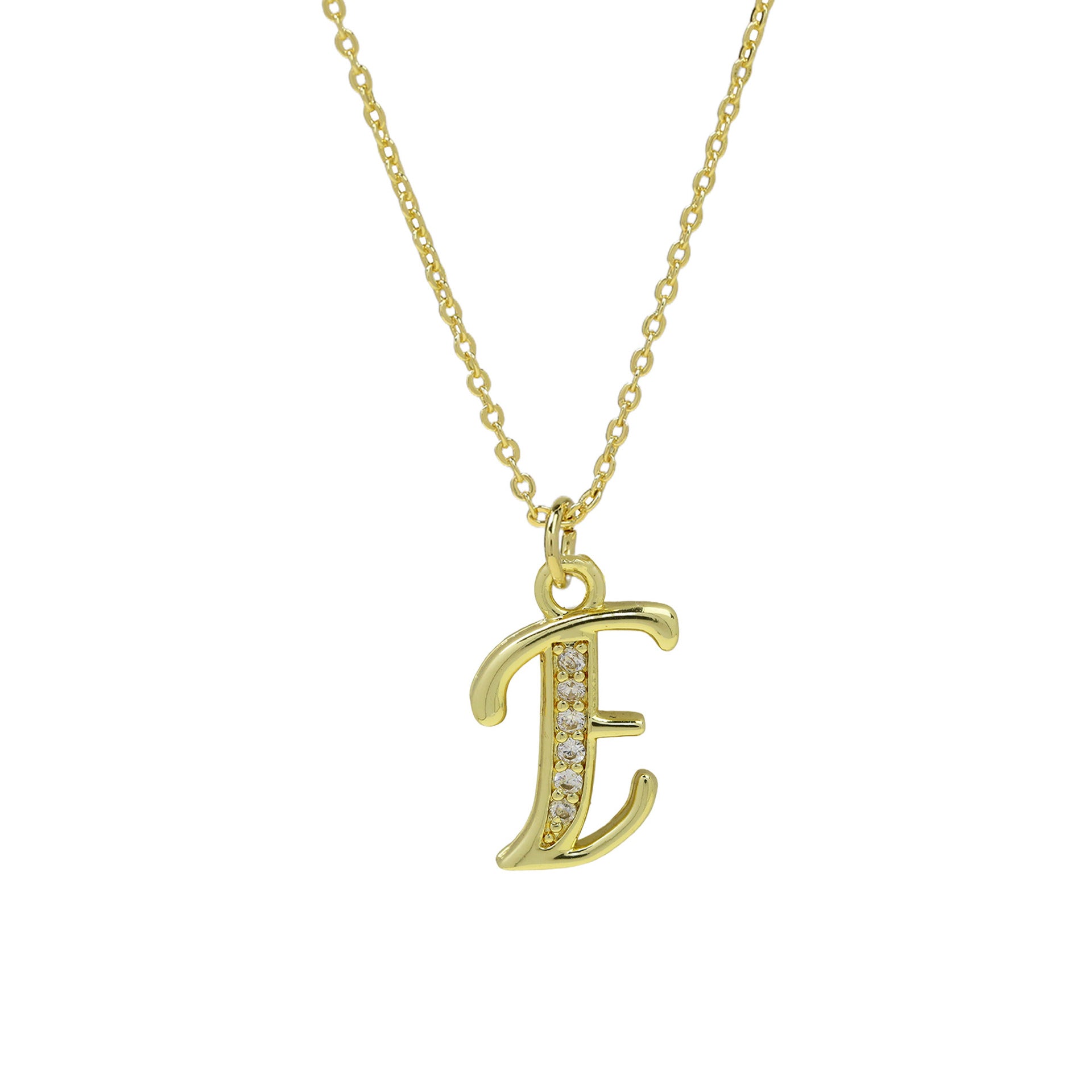 Winifred Delicate Alphabet Necklace - Letter E [TSWJN3EC]