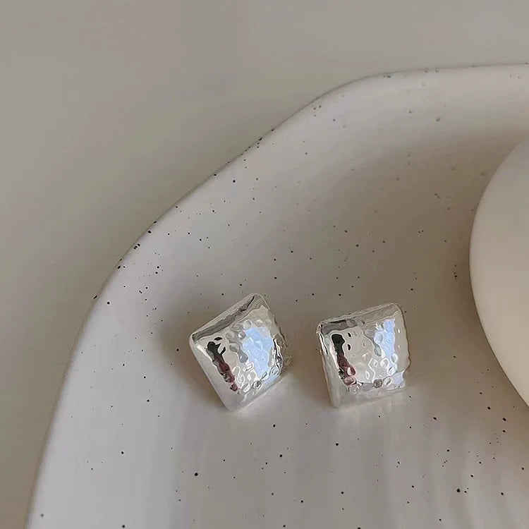 Belky Geometric Mosaic Earrings - Silver Square
