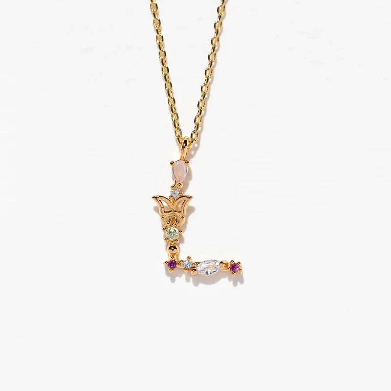 Joelle Golden Butterfly Initial Necklace - L Initial