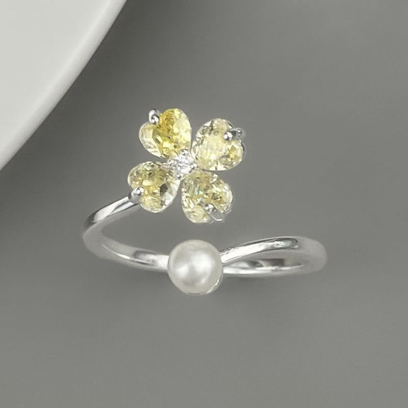 Cailynn Pearl Flower Open Ring - R15136O605 [D478C9ZG]