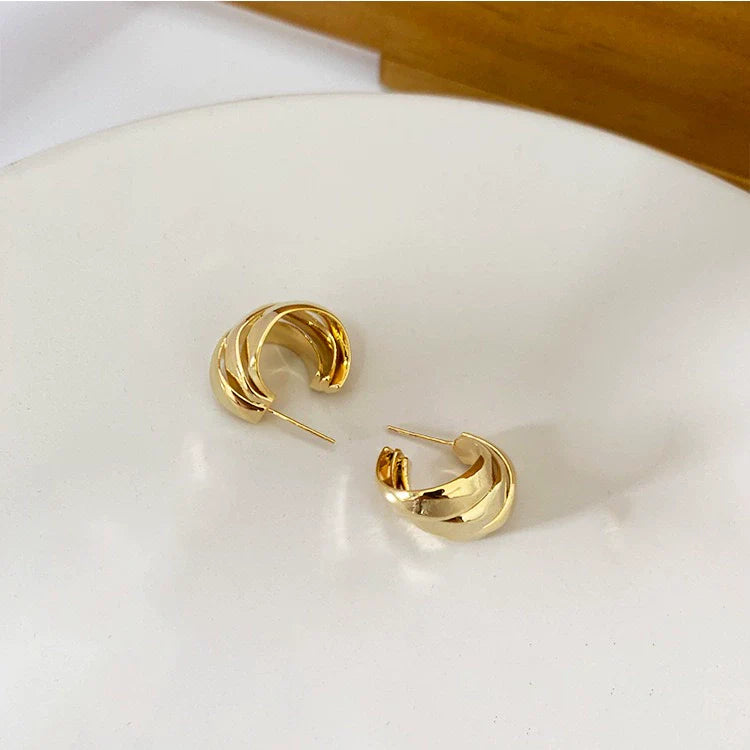 Jaliyah Multi-Layer C-Hoop Earrings - Gold