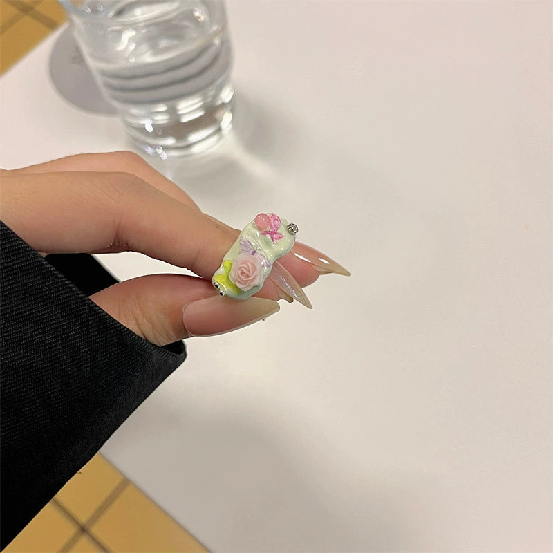 Kaelynn Enamel Rose Statement Ring - Style D [DHT3H47B]