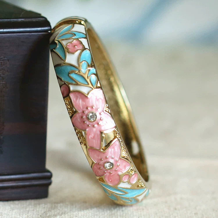 Alicen CloisonnŽ Floral Bangle - Pink-Blue Floral