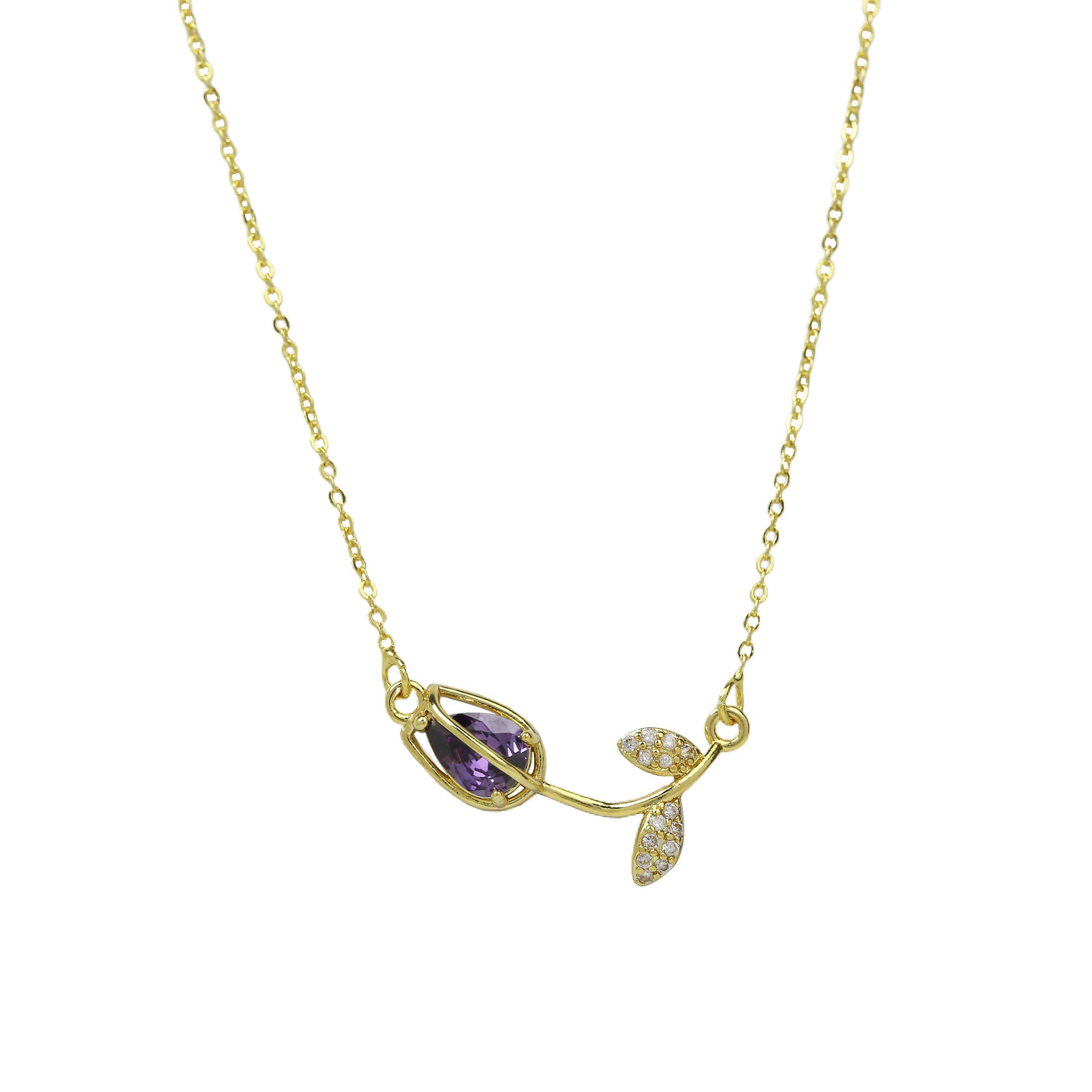 Aniah Zircon Rose Necklace - Necklace 4 [7JRB5N7M]