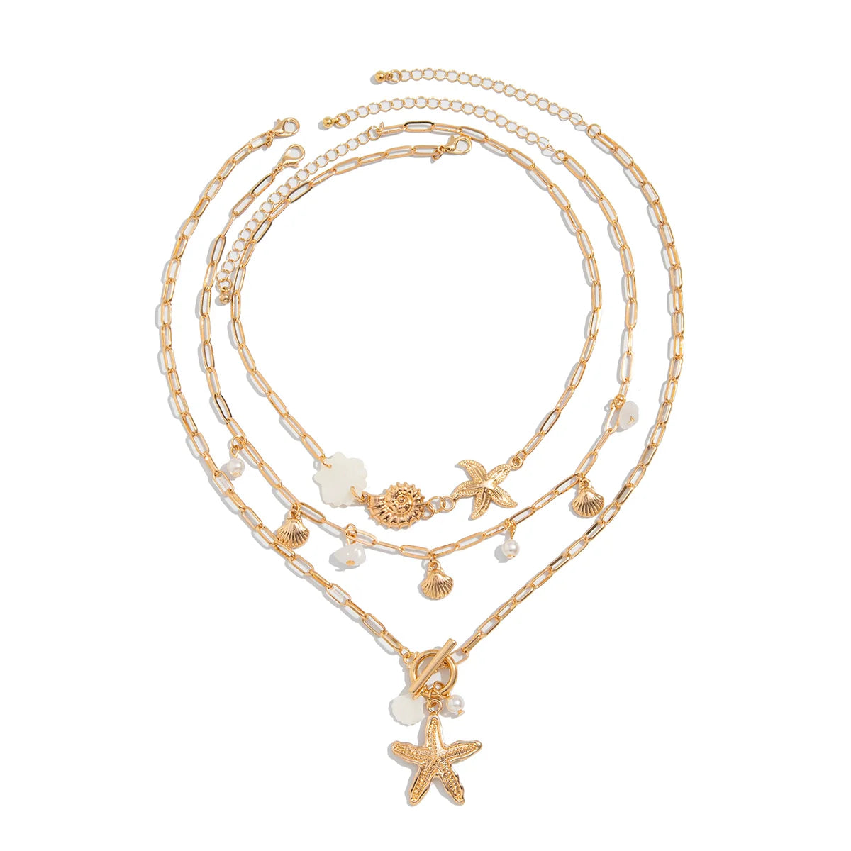 Maya Ocean Charm Necklace Set - Gold