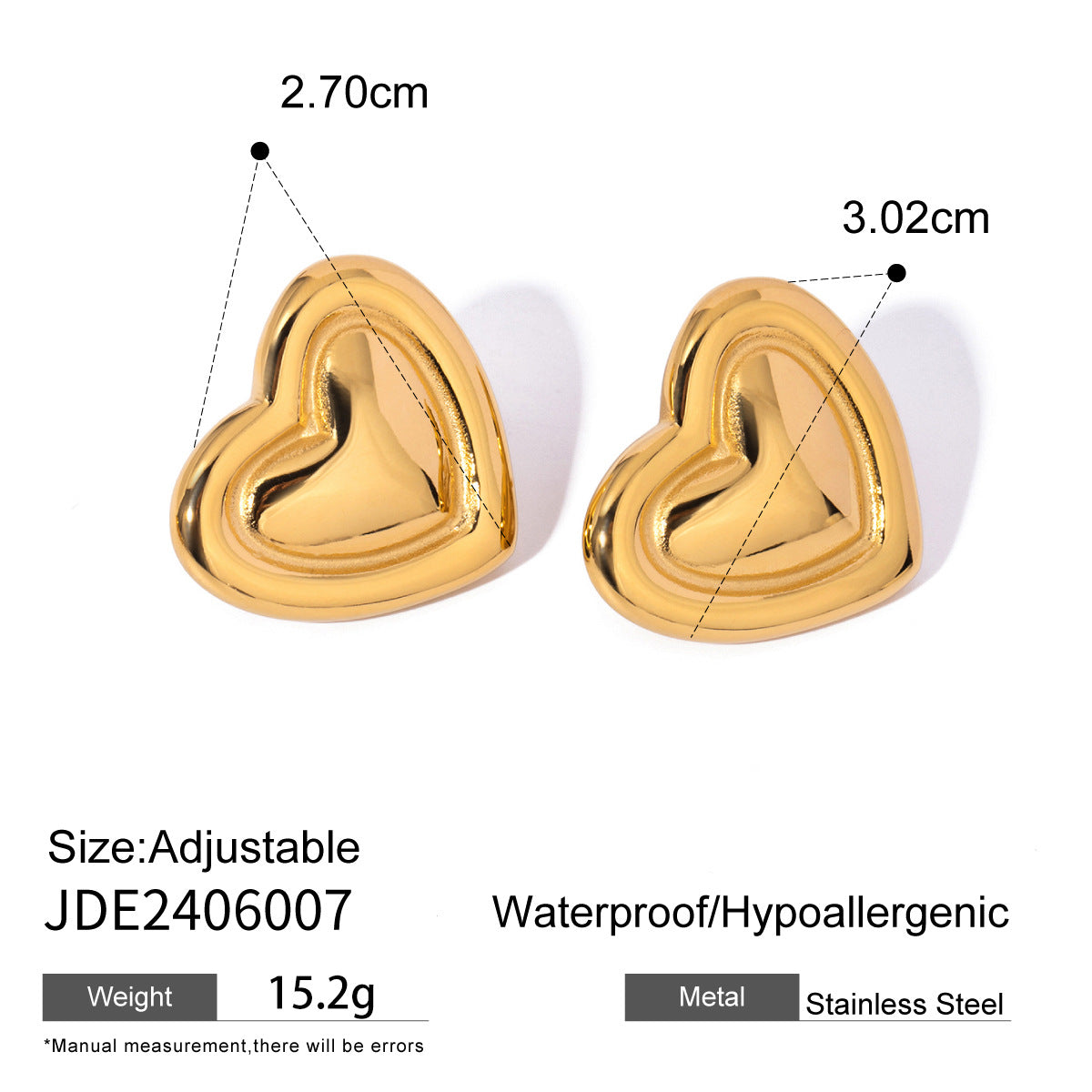 Hallie Stainless Steel Heart Earrings - JDE2406007 [DPFJTZTA]