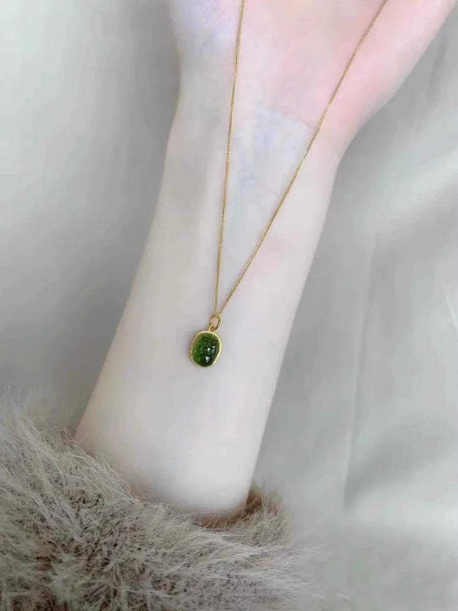 Joana Lucky Pixiu Necklace - Green Pixiu Necklace