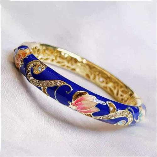Jenny CloisonnŽ Lotus Bangle - 5.6cm Royal Blue