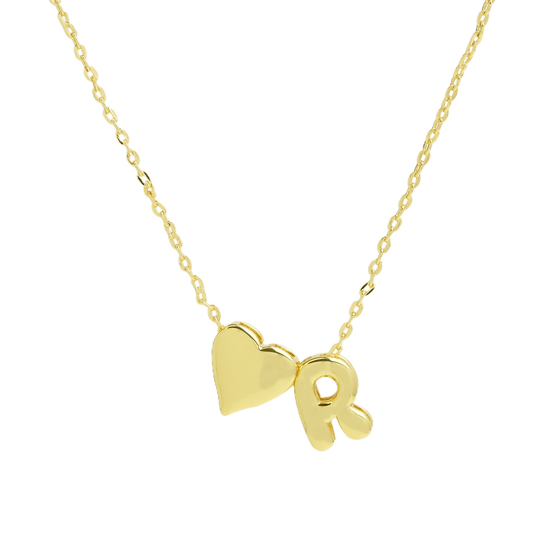 Korie Puffed Initial Necklace - Letter R Necklace [O5STGXQN]