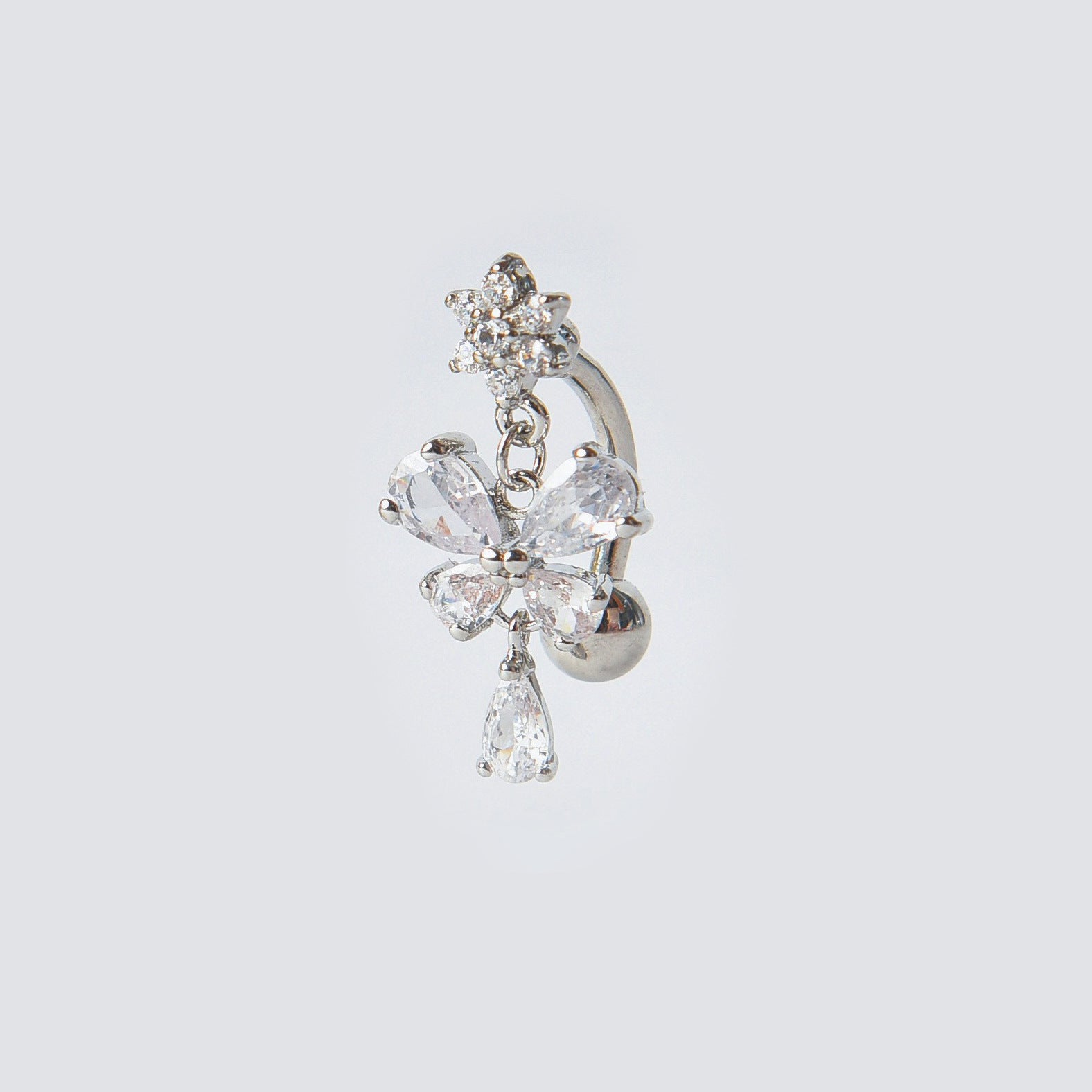Therese Butterfly Teardrop Navel Ring - A Style (White Gold) [8BD9VLFT]