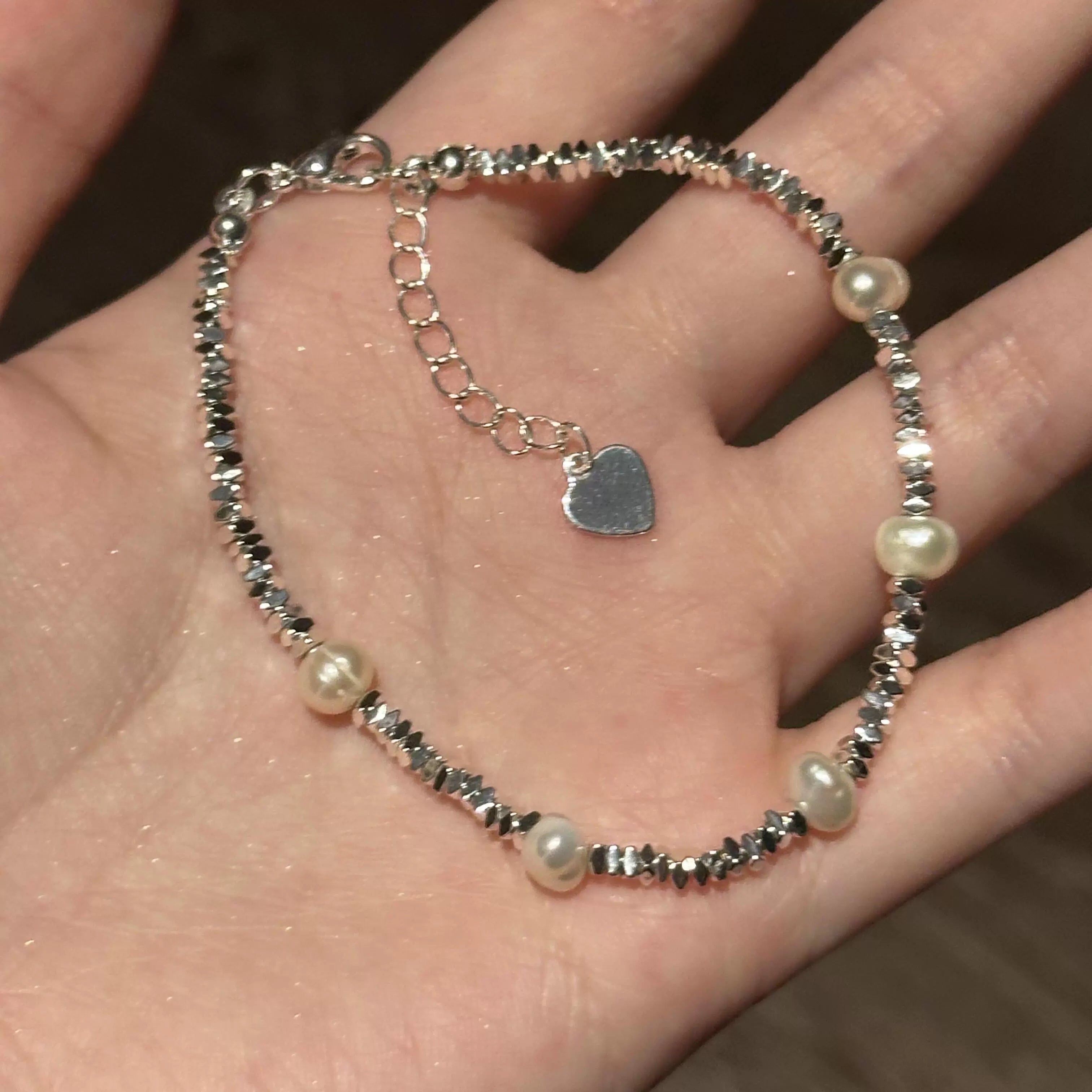 Katherin Celestial Pearl Bracelet - Antique Silver Pearl Bracelet