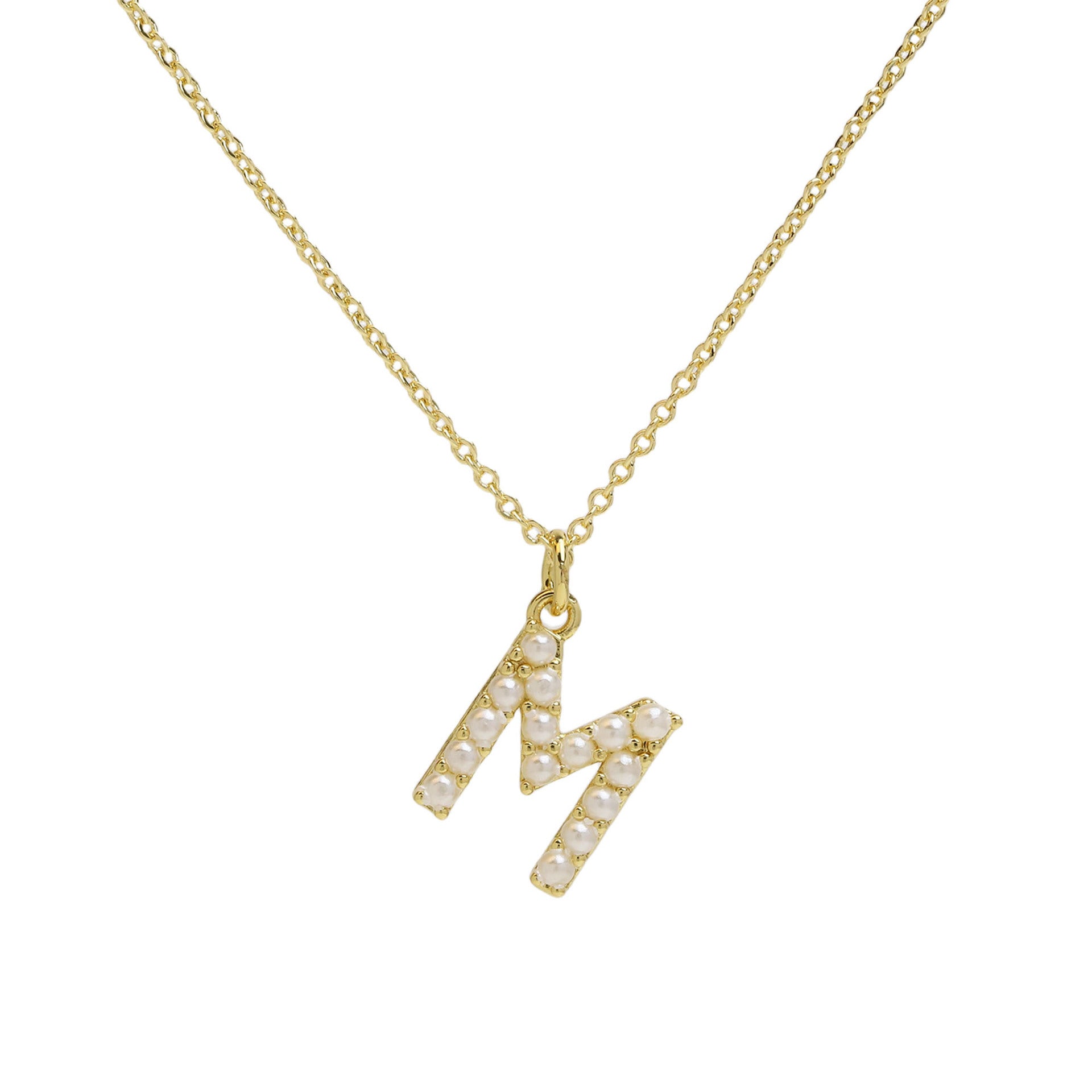 Ayaana Pearl Initial Necklace - Initial M [L8W4VGEC]