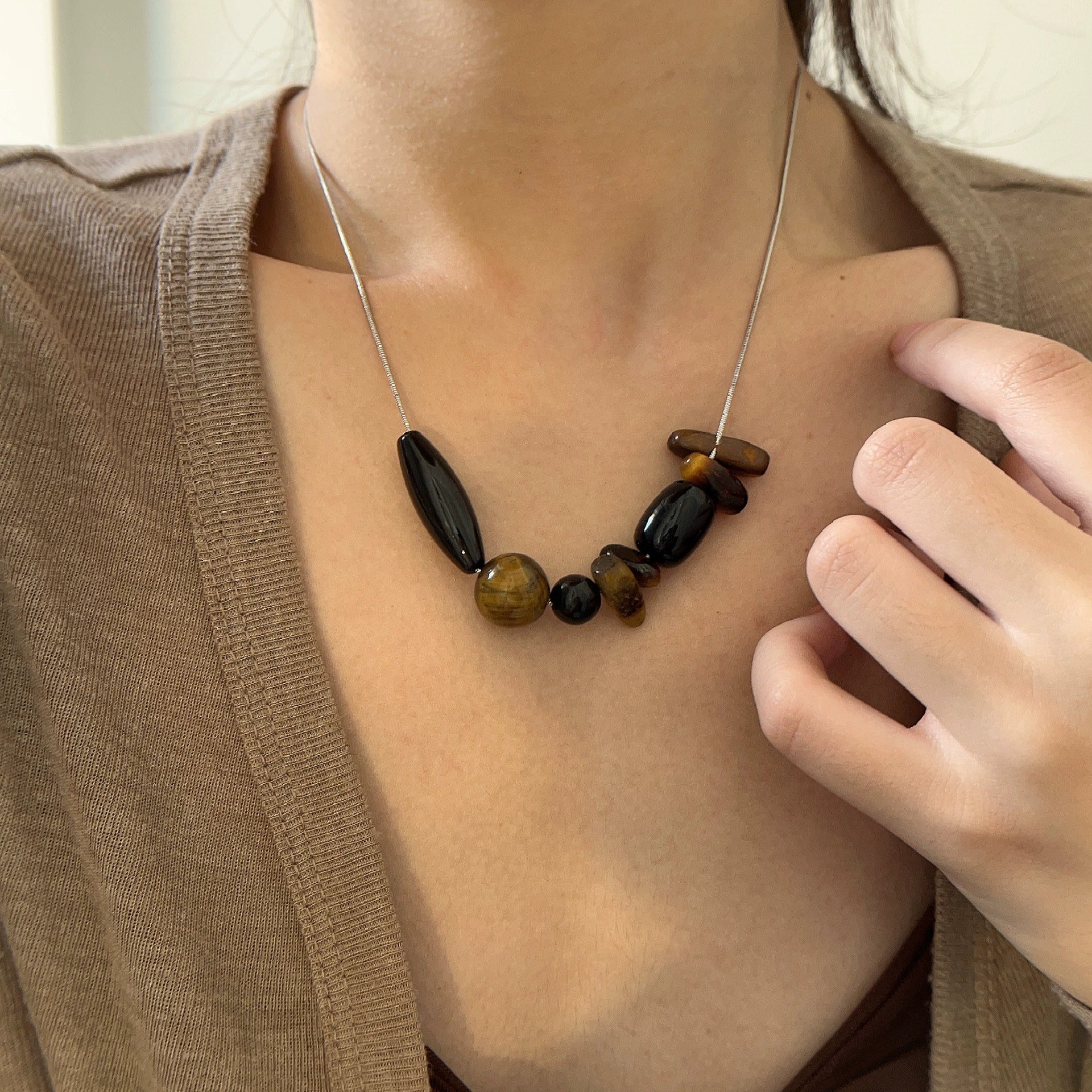 Neyla Vintage Tiger Eye Necklace - Tiger Eye Stone Necklace