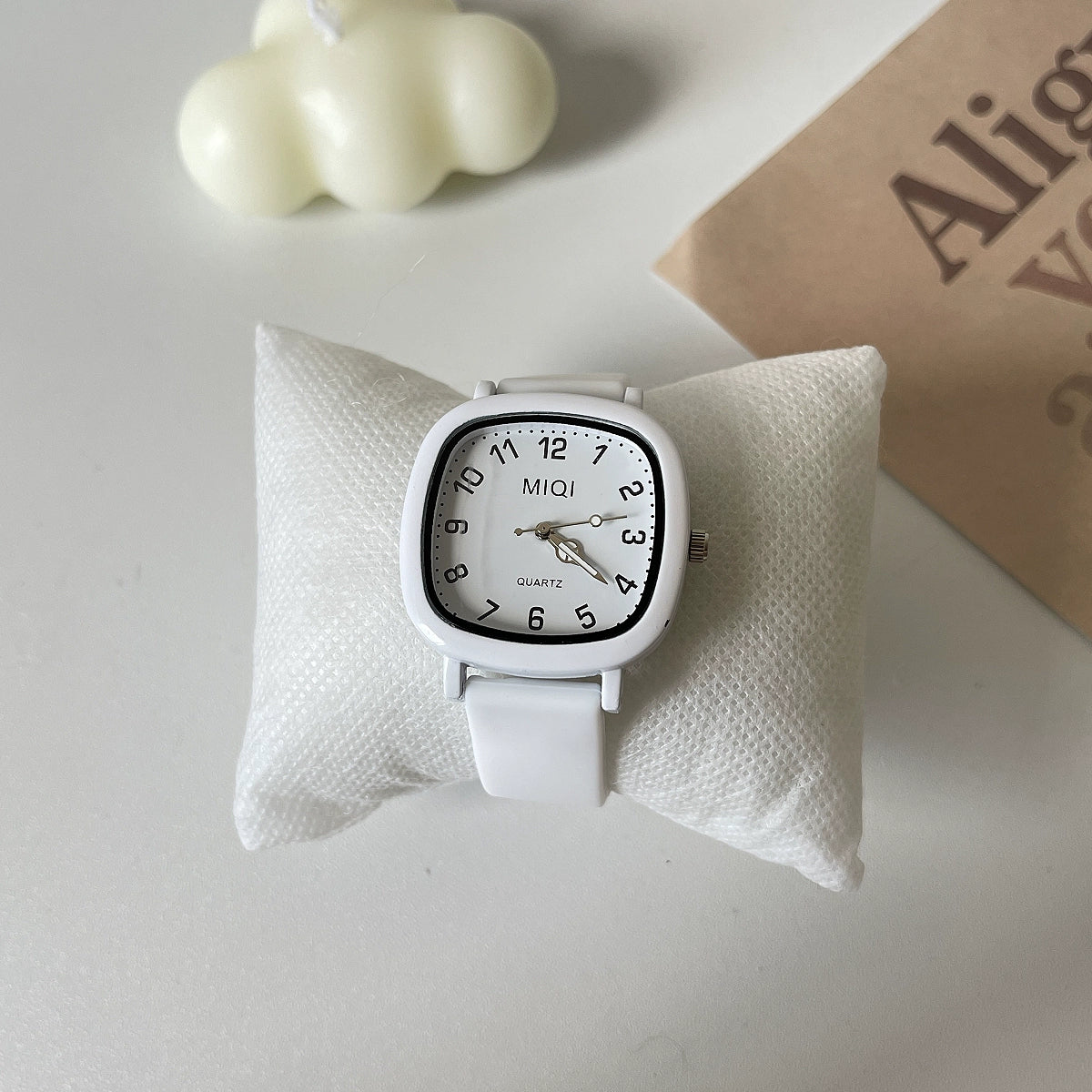 Ariana Modern Square Wrist Watch - White Full Numbers [W84MH02P]