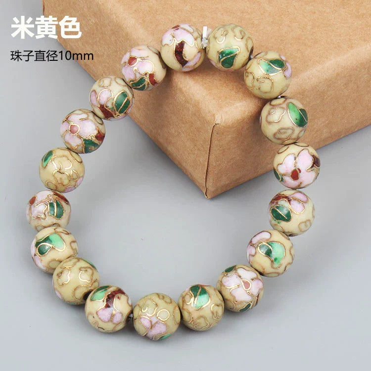 Charlie CloisonnŽ Beaded Bracelet - Beige - 10mm Bead