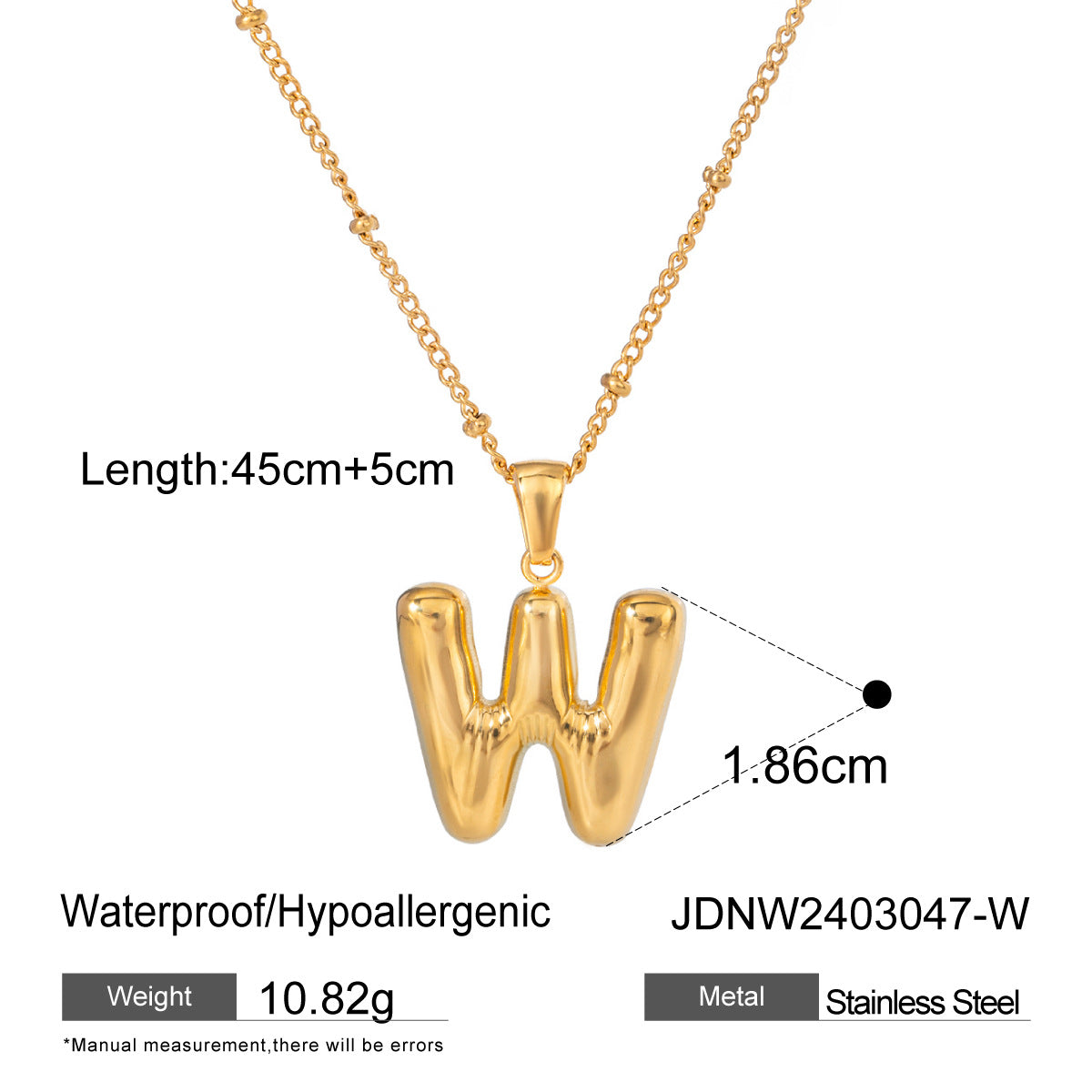 Rayana Initial Letter Necklace - W [815EQDCC]
