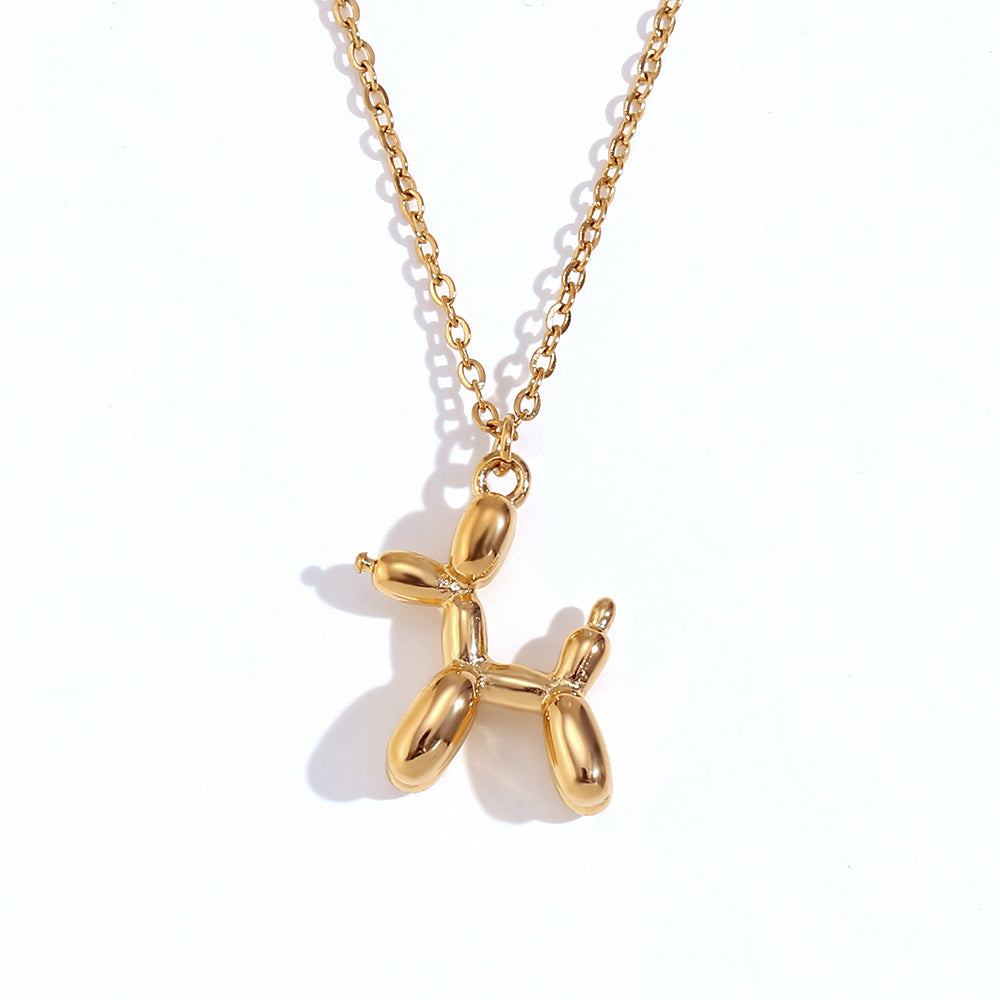 Kolbie Gold Puppy Necklace - 3D Puppy Pendant Necklace - Gold [BP1GXIX0]
