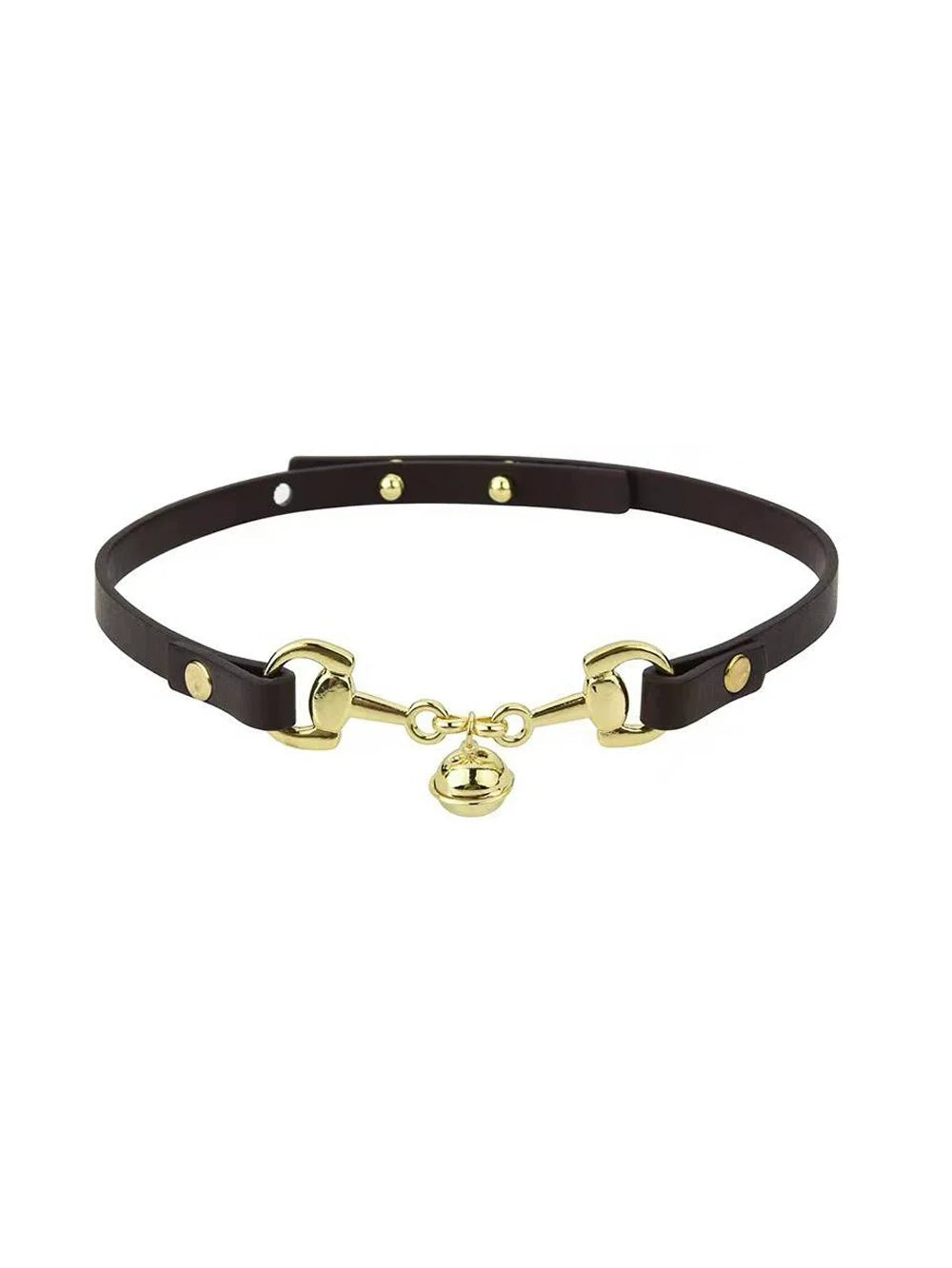 Alasia Leather Bell Choker - Gold Plated