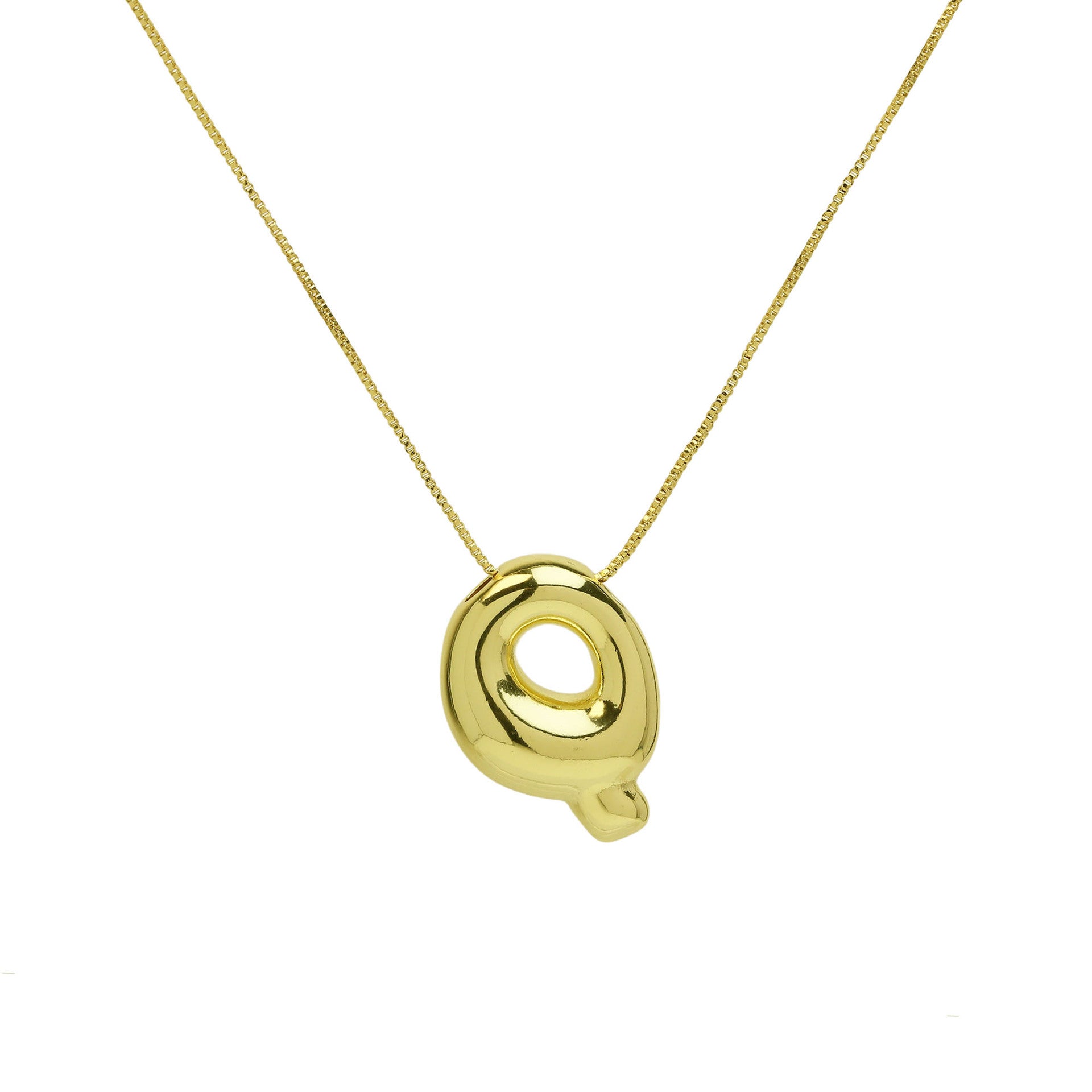 Virginia Bubble Initial Necklace - Letter Q Necklace [MLONLD3X]