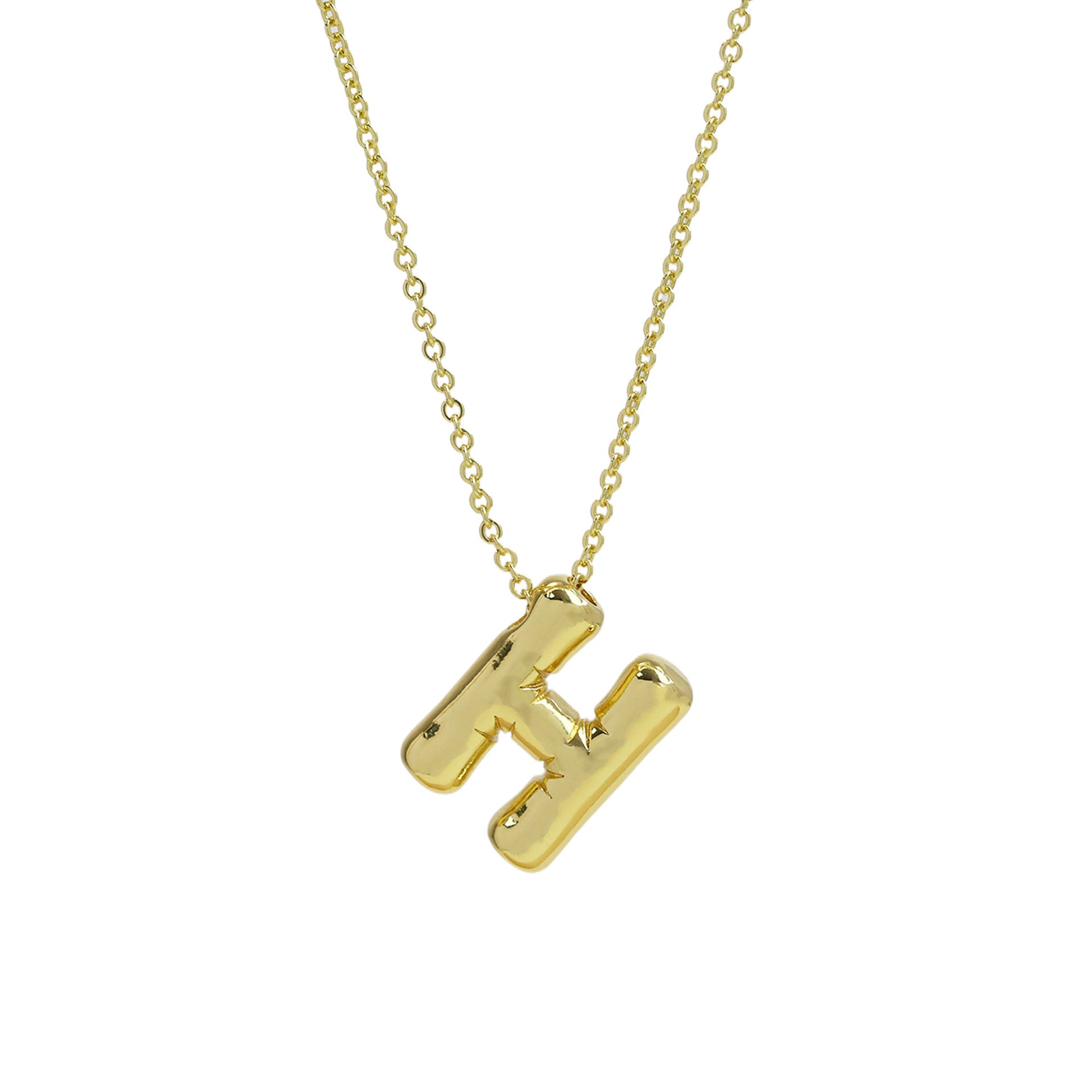 Saffron Puffy Initial Necklace - Letter H [A38OWP33]