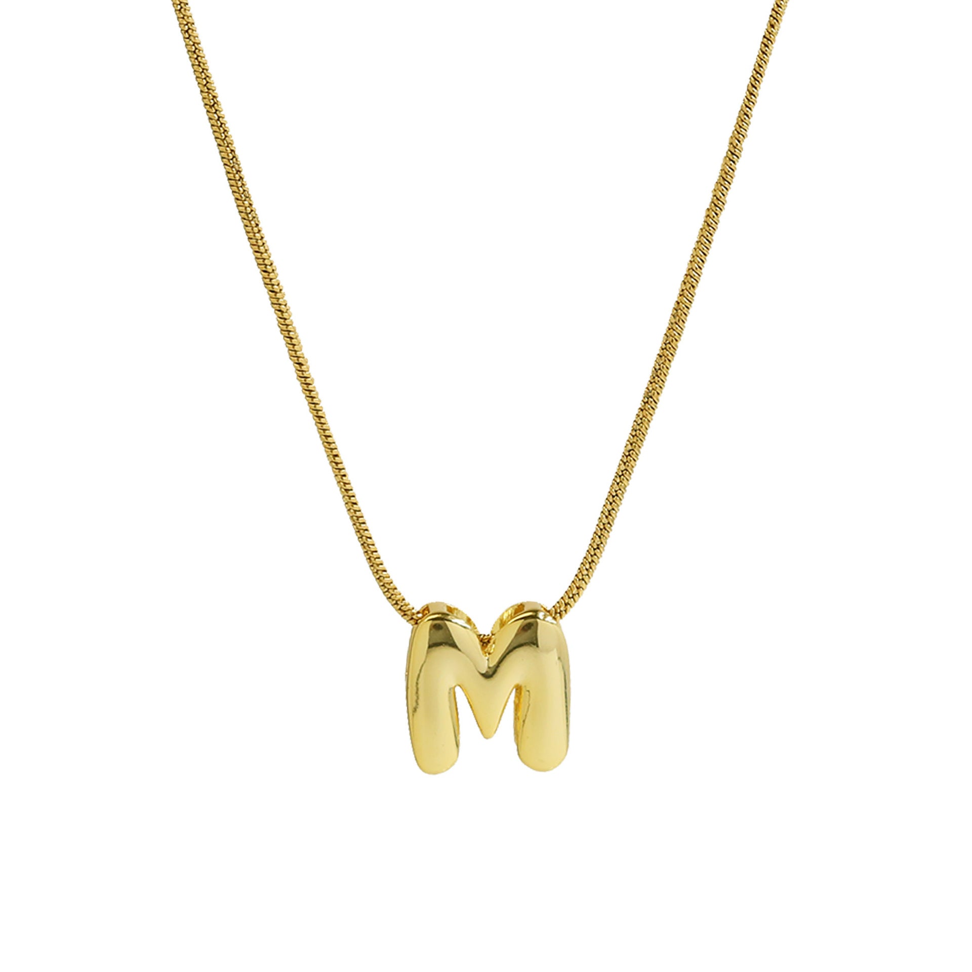 Hallie Initial Snake Chain Necklace - M Letter Necklace [1JXBXQCU]