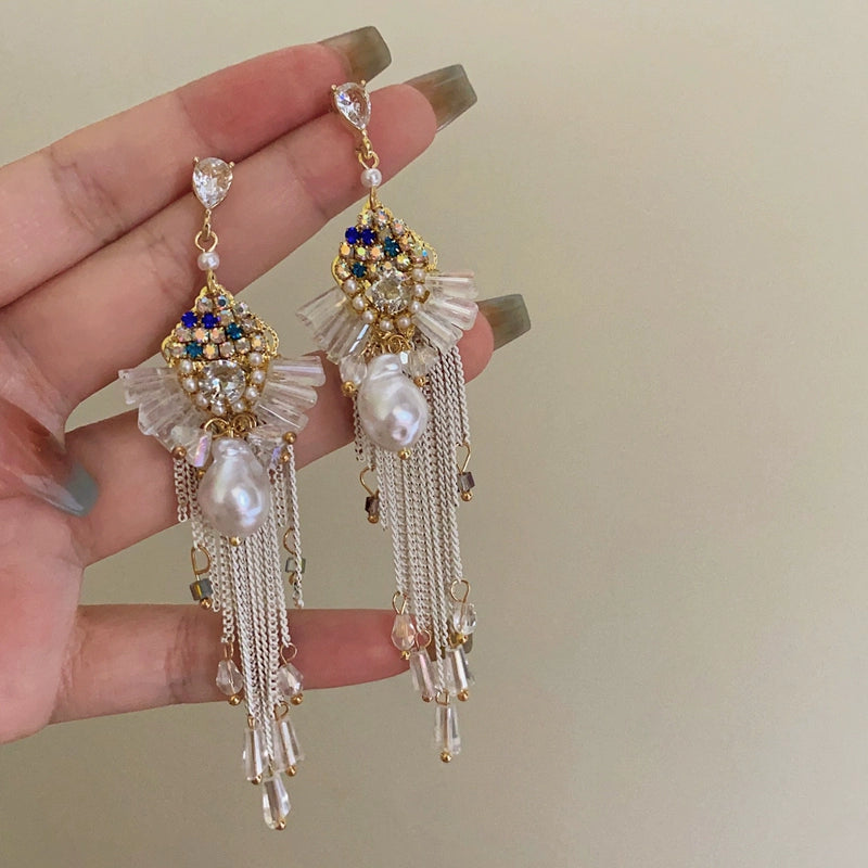 Brinlee Sparkling Tassel Earrings - Gold [5SA8F4Q4]