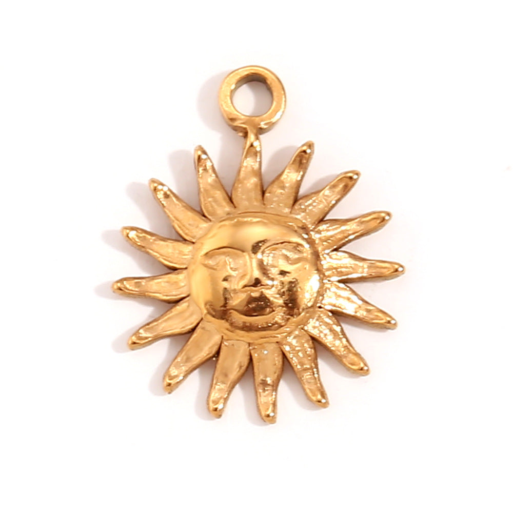 Kalayah Geometric Celestial Charms - Human Face Sunflower Pendant [ZQVZ7WNI]