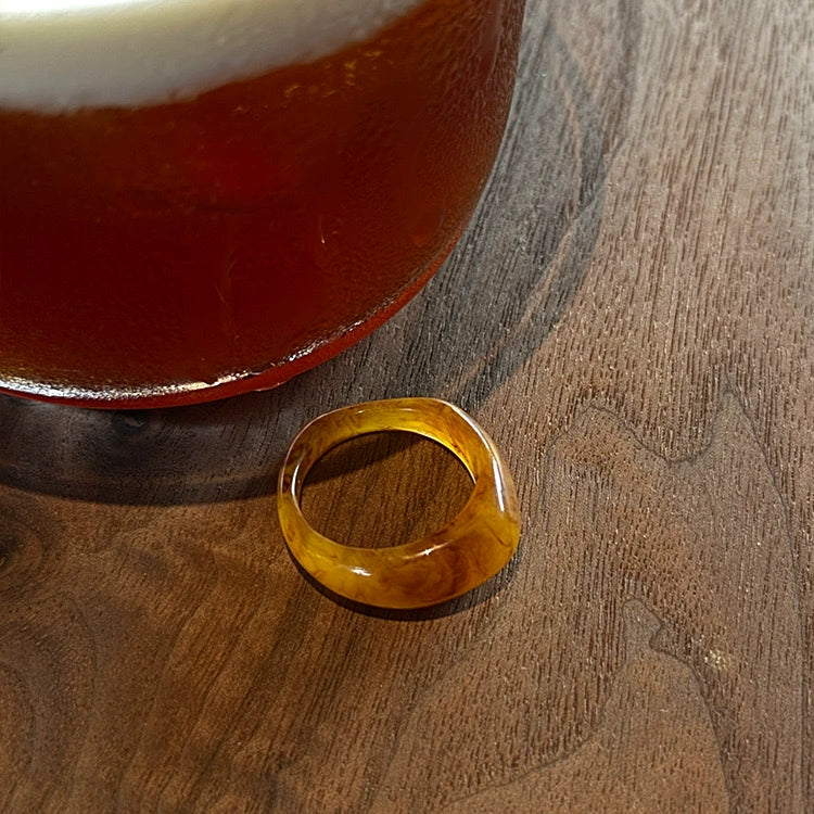 Saryah Asymmetric Statement Ring - Brown Resin Narrow [U0JPCCB1]