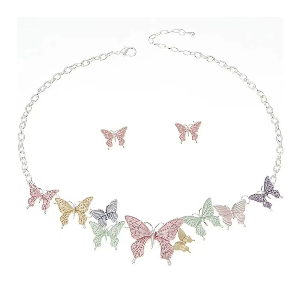 Hazyl Retro Butterfly Set - Necklace + Earrings