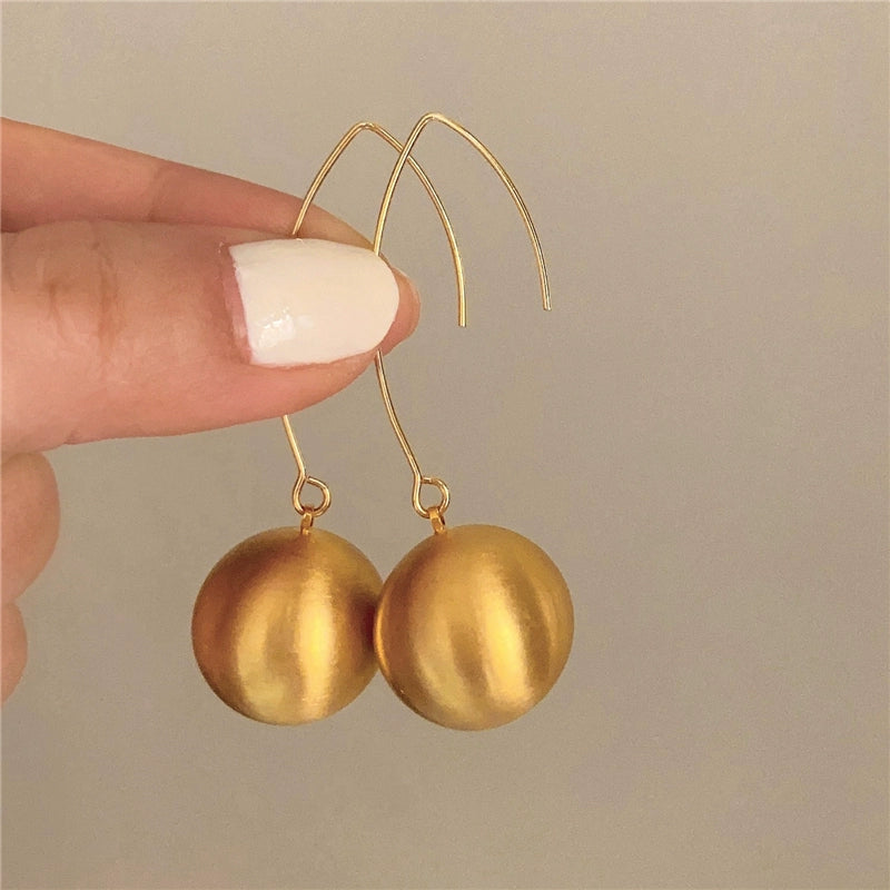 Ainsleigh Gold Sphere Earrings - Gold Brushed Metal Ball Earrings [YQCCWAQJ]