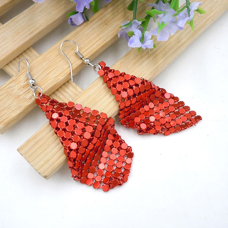Sumaya Geometric Tassel Earrings - Red [1SBFG2SV]