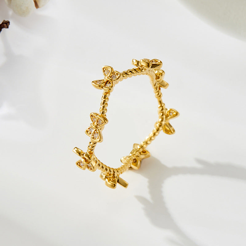 Arantza Zircon Butterfly Ring - Gold Tone [GD9T7PY5]