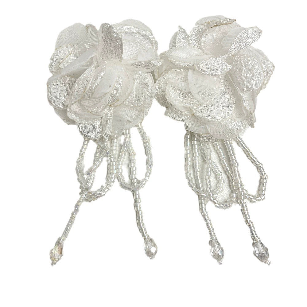 Irelynn Floral Bead Tassel Earrings - White Earrings [8QRLAWQX]